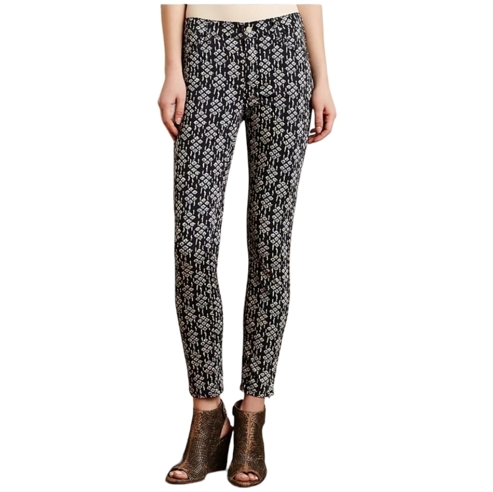 Pilcro And The Letterpress Serif Sateen Blue Printed Skinny Jeans - Size 29
